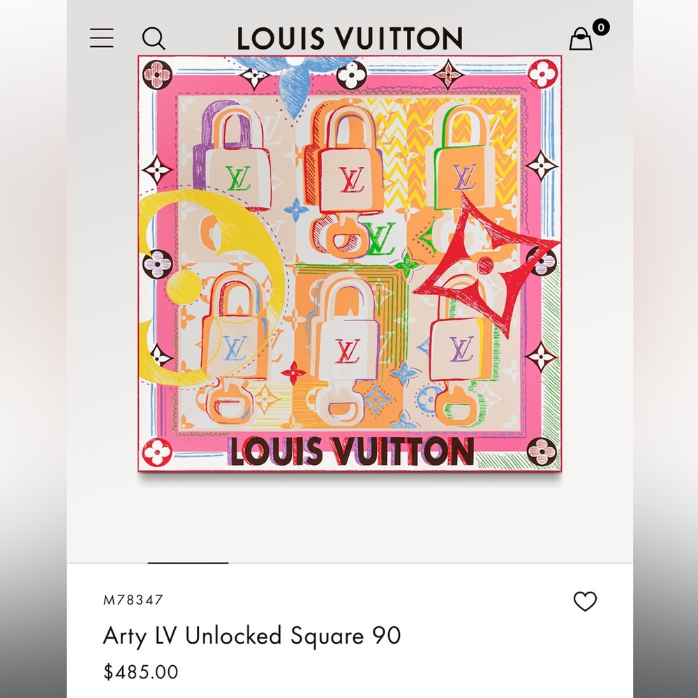 Louis Vuitton Scarf 2023 Arty LV Unlocked Square 90 with box and bag